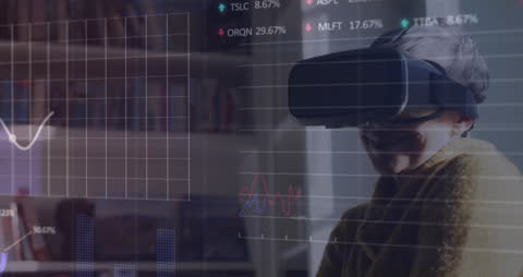 Woman Experiencing Virtual Reality Data Visualization