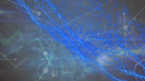 Abstract Digital Network with Blue Technology Wave