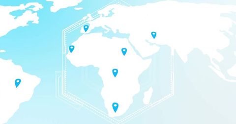 Global Map with Marker and Hexagonal Tech Interface - Download Free Stock Images Pikwizard.com