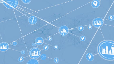 Digital Network Connection Animation with Icons