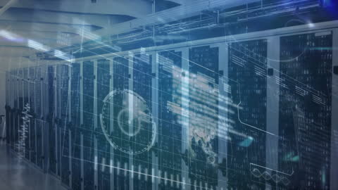 Futuristic Data Visualization in High-Tech Server Room