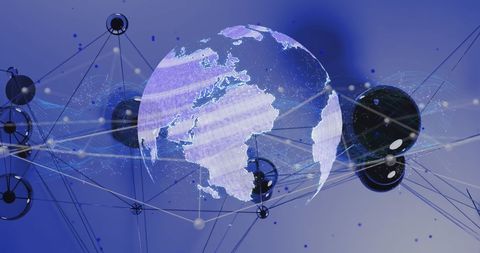 Global Networking Technology in Blue Digital Interface - Download Free Stock Images Pikwizard.com