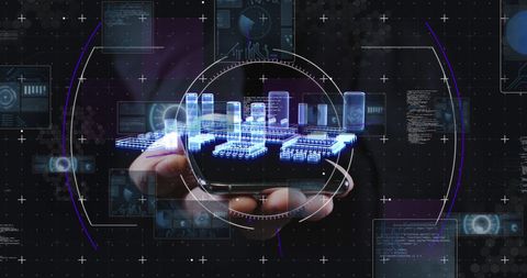 holographic smartphone dashboard with futuristic interface - Download Free Stock Images Pikwizard.com