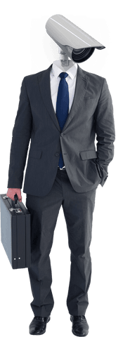 transparent businessman with cctv camera head carrying briefcase - Download Free Stock Videos Pikwizard.com