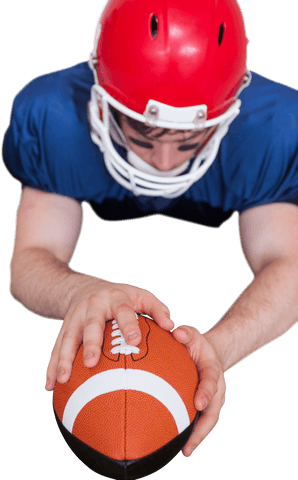 Transparent Grasp of American Football Player Behind Ball