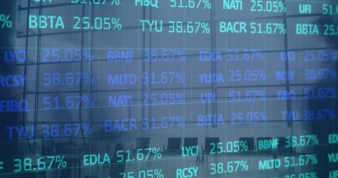 Financial Data Overlay on Modern Office Background - Download Free Stock Images Pikwizard.com