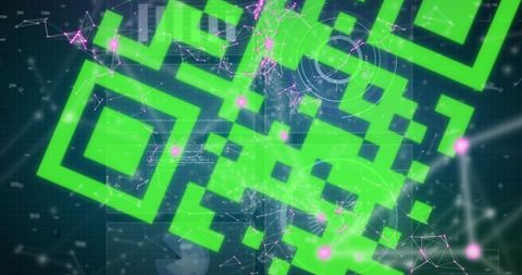 Futuristic QR Code with Data Processing and Network Connections - Download Free Stock Images Pikwizard.com