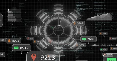 Advanced HUD Display with Data Analytics and Cybersecurity Overlays