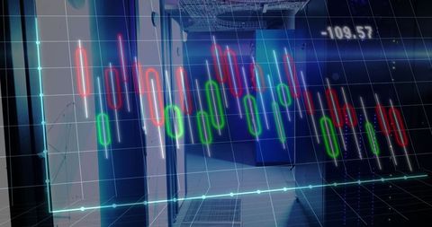 Digital Financial Data Overlay in Server Room - Download Free Stock Images Pikwizard.com