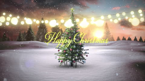 Festive Christmas Tree in Snowy Winter Wonderland