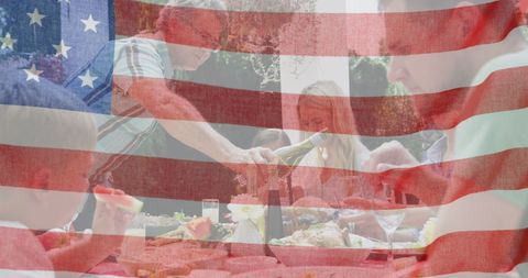 Celebration of American Family with US Flag Overlay - Download Free Stock Images Pikwizard.com