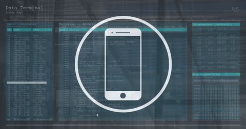 Smartphone Icon Over Interface with Data Technology Elements - Download Free Stock Images Pikwizard.com