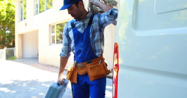 Tired Tradesman Wiping Sweat After Hard Work Day - Download Free Stock Images Pikwizard.com