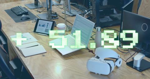 Modern Office Desk With Finance and Technology Setup