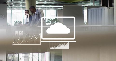 Digital Finance Data Visualization in Modern Office