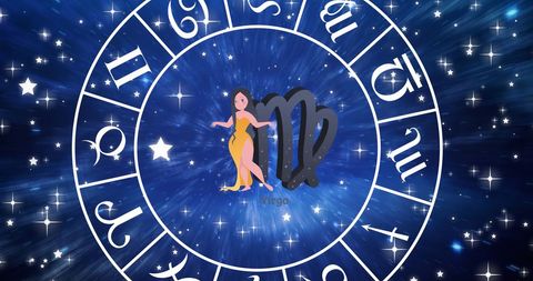 Zodiac Symbols and Virgo Sign with Cosmic Background