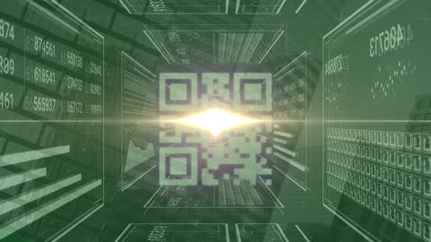 QR Code and Data Processing in Futuristic Interface