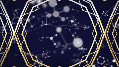 Futuristic Network Connections with Molecular Patterns on Dark Background