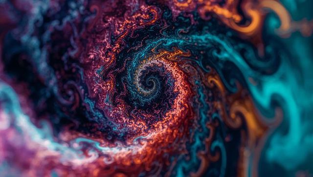 Colorful fractal vortex in abstract swirling design
