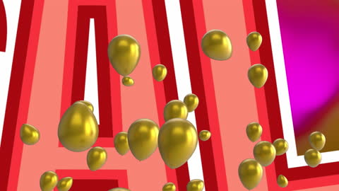 Golden Balloons and Sale Text Over Gradient Backdrop