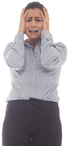 Worried Businesswoman Holding Her Head on Transparent Background