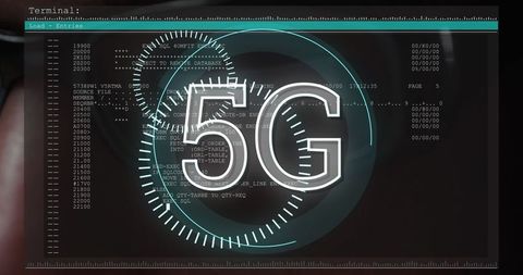 Hacker Screen Overlayed with 5G Network Graphics - Download Free Stock Images Pikwizard.com