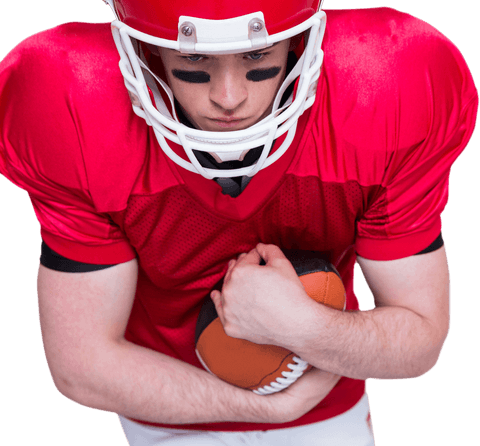 Transparent Image of Determined Football Player Carrying Ball