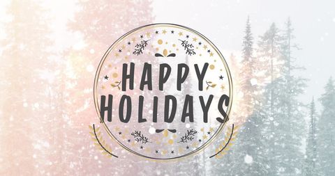 Happy Holidays Winter Snowfall Graphic Design