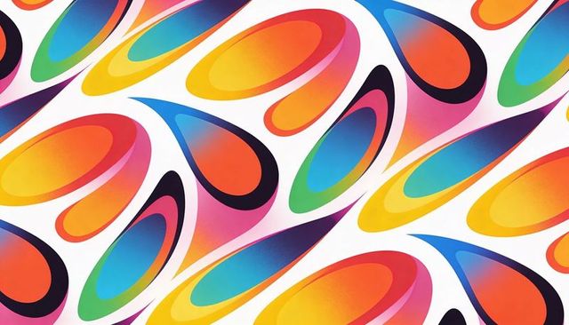 Vibrant multicolor teardrop gradient pattern seamless abstract vector background
