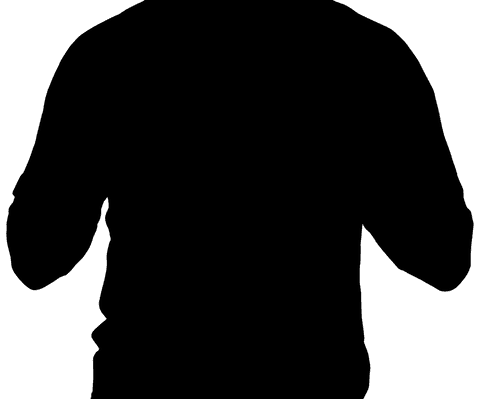 Transparent silhouette of athletic male midsection