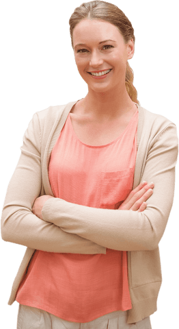 Happy Caucasian Woman Posing in Beige Sweater on Transparent Background - Download Free Stock Videos Pikwizard.com