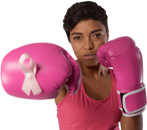 Determined Female Boxer Showcasing Breast Cancer Awareness with Pink Gloves Transparent - Download Free Stock Videos Pikwizard.com