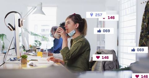 Young Adult Following Social Engagement in Modern Workspace