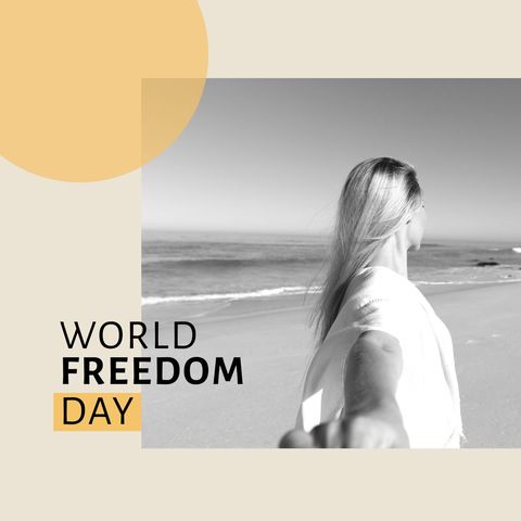 World freedom day celebration on sunny beach