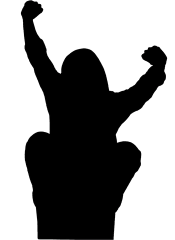 Silhouette of joyful woman on transparent background