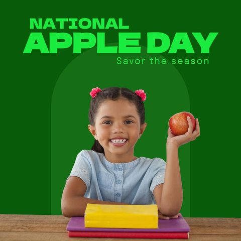 smiling child celebrating national apple day - Download Free Stock Templates Pikwizard.com