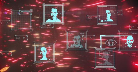 Digital Facial Recognition in Dynamic Virtual Space - Download Free Stock Images Pikwizard.com