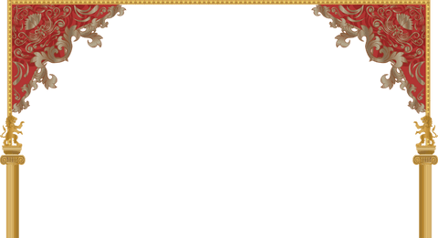 Luxurious baroque archway with gold column view transparent