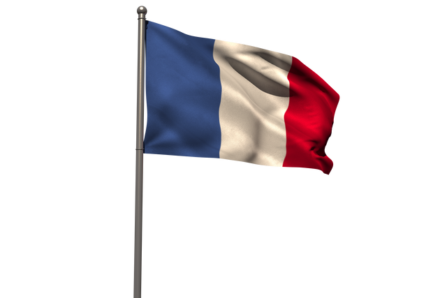 Transparent French Flag Waving on a Metal Pole Against White Background - Download Free Stock Videos Pikwizard.com