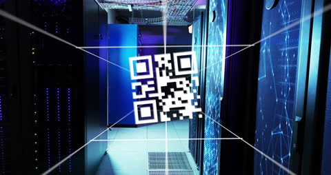 Animated QR Code in Modern Server Room Environment