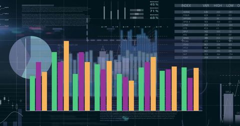Colorful Graph with Data Processing Interface Overlay - Download Free Stock Images Pikwizard.com