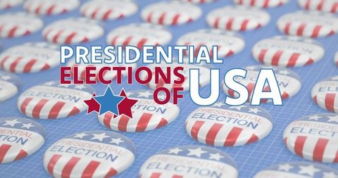 Featuring presidential elections usa campaign buttons with patriotic stars, glossy finish