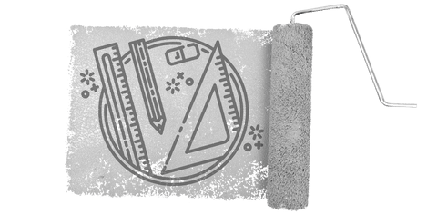 Transparent design of paint roller with geometric tools