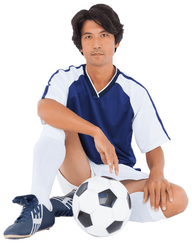 confident soccer player sitting with soccer ball transparent backdrop - Download Free Stock Videos Pikwizard.com