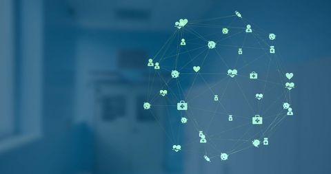 medical network icons on blue background - Download Free Stock Images Pikwizard.com