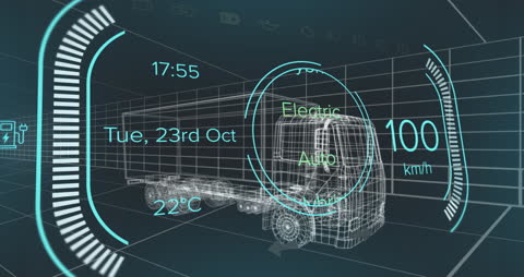 Futuristic Interface with Digital Lorry Model and Data