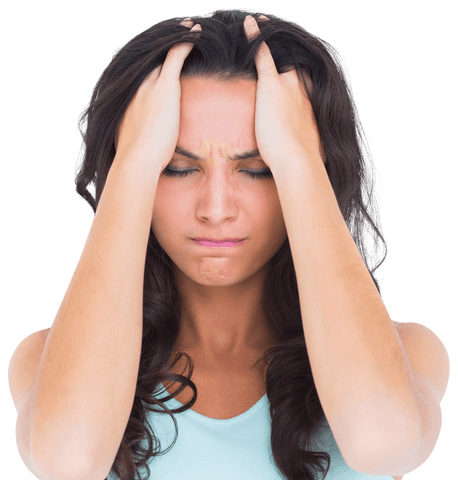 Transparent Woman Holding Head Stressed in Distress