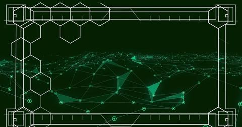 Futuristic Digital Network Interface with Hexagonal Design