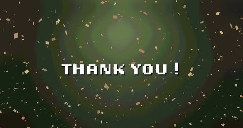 Festive Confetti with Thank You Text on Dark Background