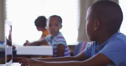 African American Children Focused in Modern Classroom - Download Free Stock Images Pikwizard.com